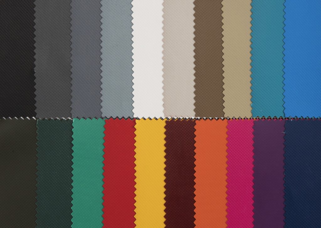 PVC tarpaulin colour swatches